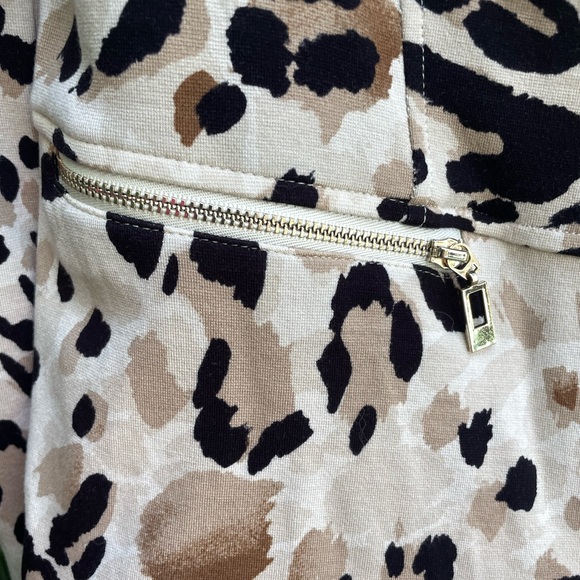 Chico's Cream, Black, and Brown Leopard Animal Print Moto Jacket Size 0 (US 4-6) - Picture 4 of 10